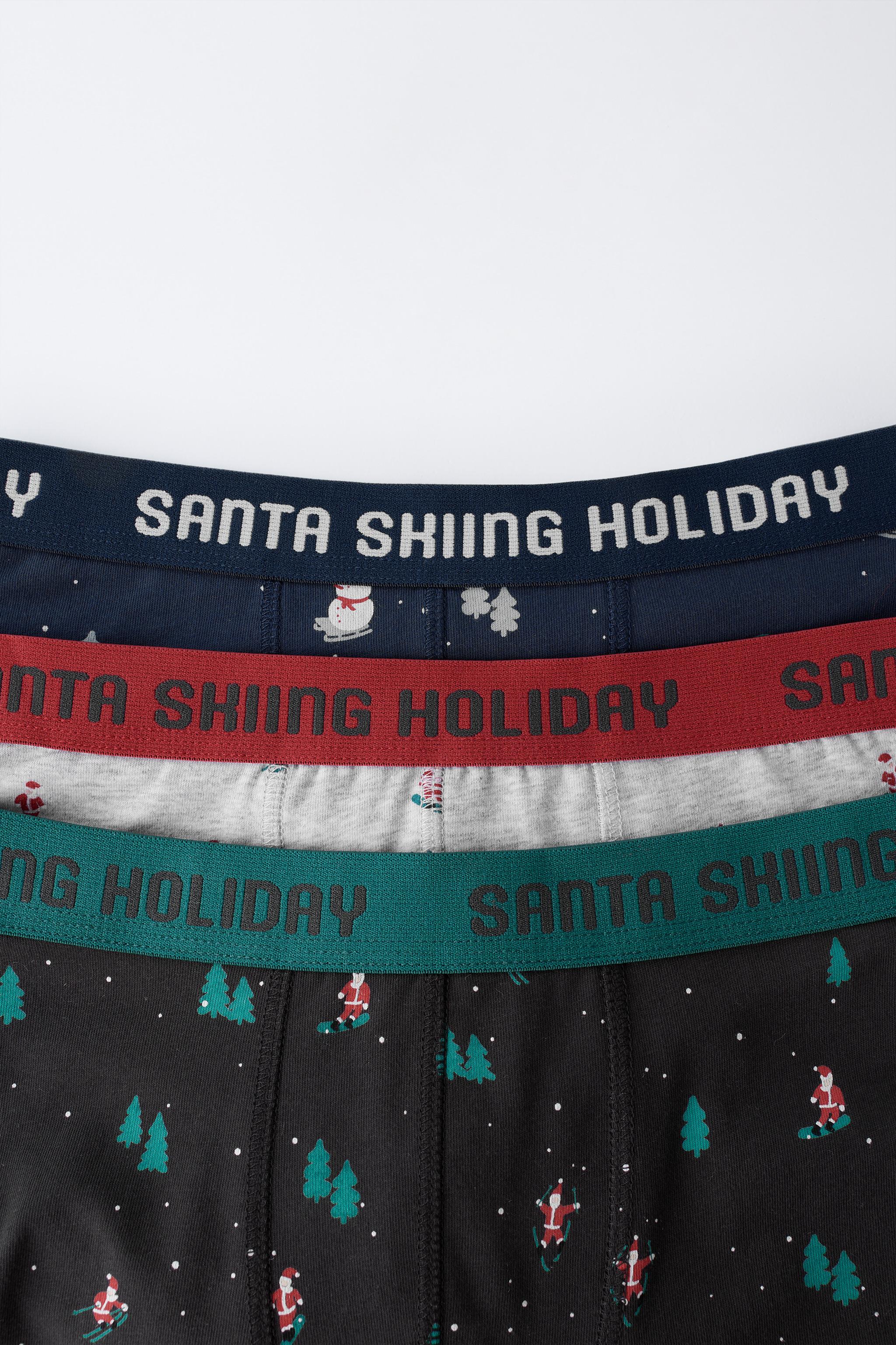 AGES 6-14 / THREE-PACK OF SANTA AND SNOWMAN BOXERS
